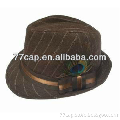 polyester /cotton checkered short brim trilby Fedora summer Hat